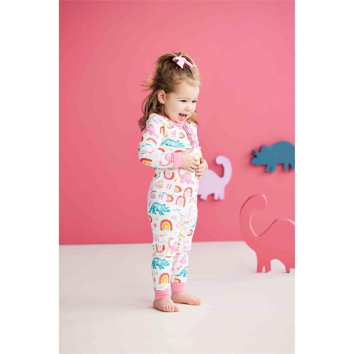 Mud Pie Pink Dino Pajama Set-MUD PIE-Little Giant Kidz
