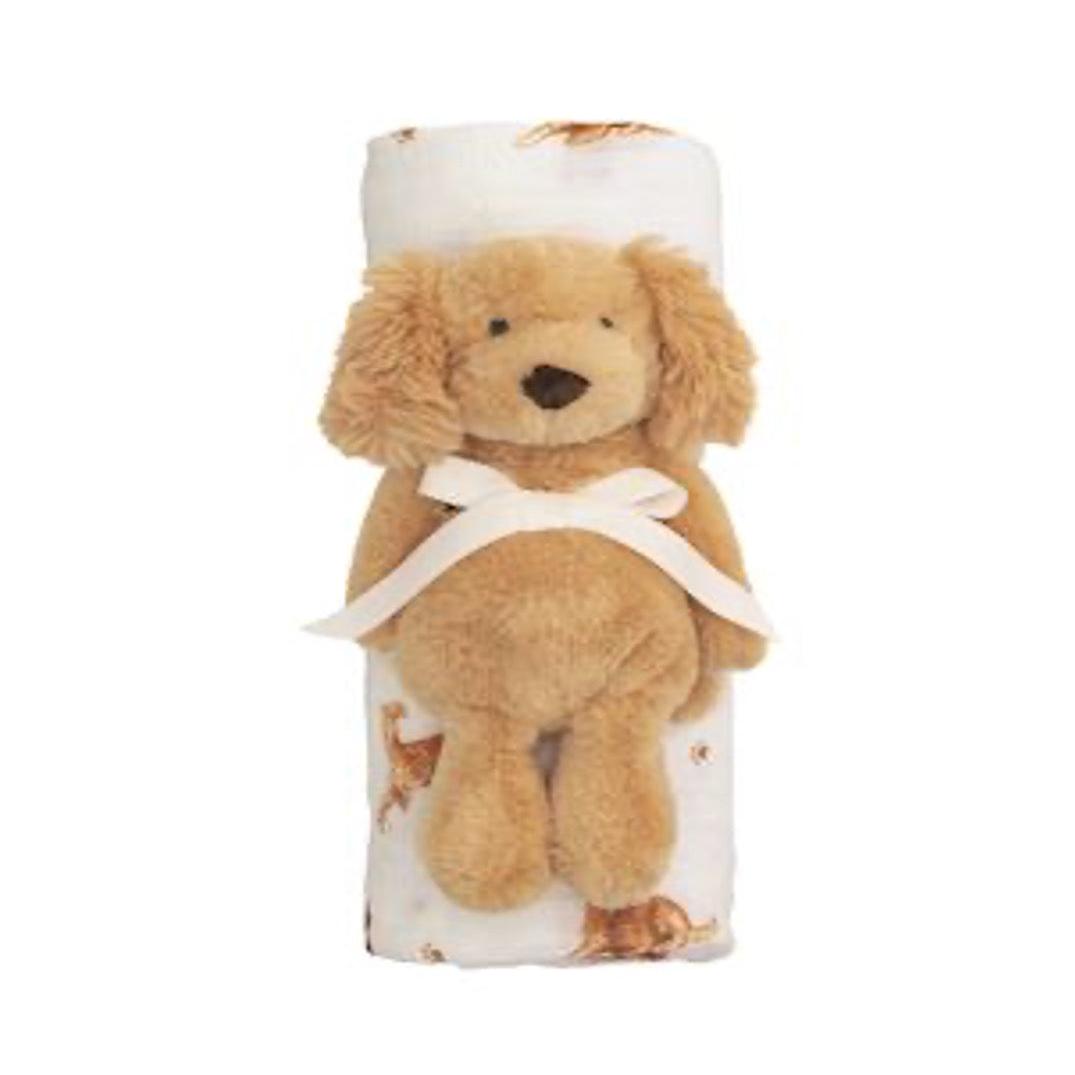 Mud Pie Retriever Swaddle & Rattle Set-MUD PIE-Little Giant Kidz