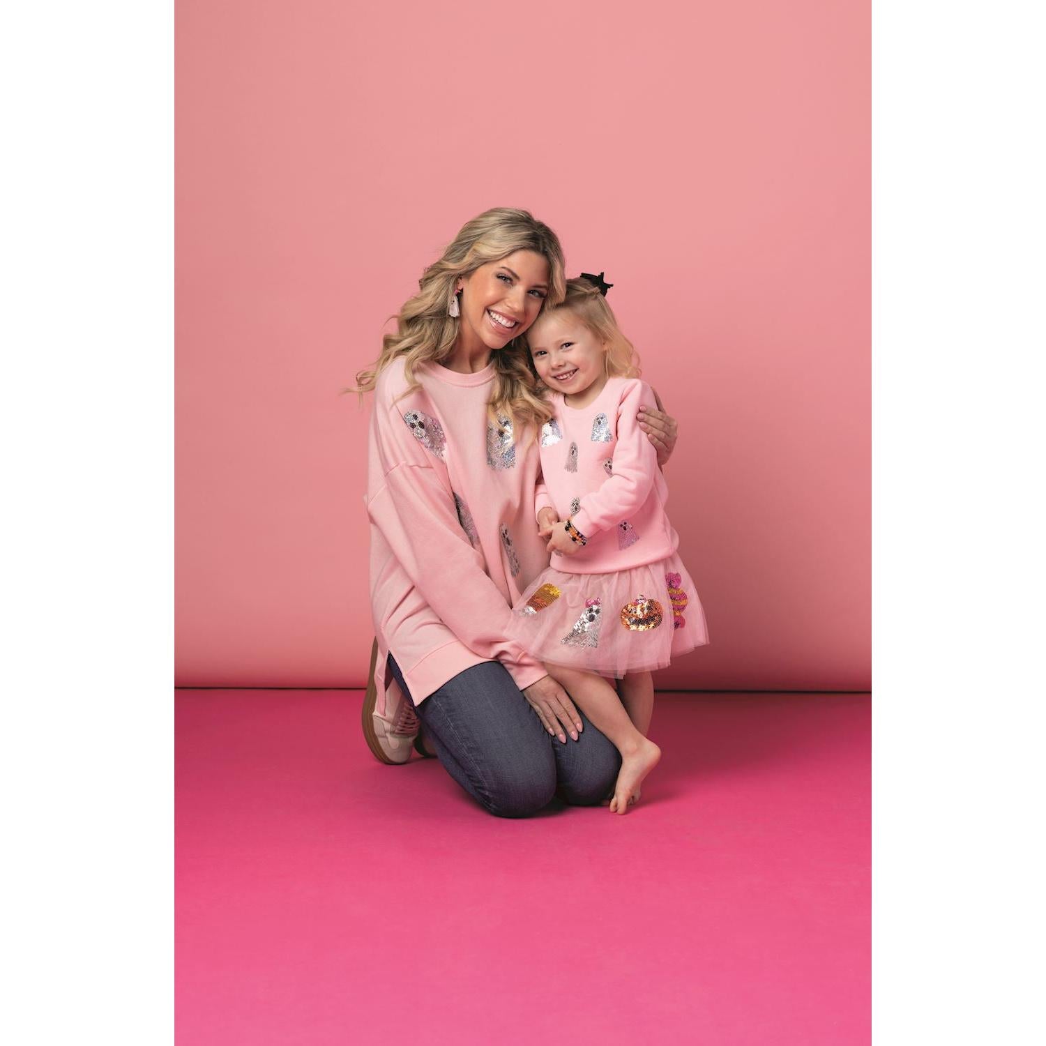 Mud Pie Sparkle Ghost Sweatshirt-MUD PIE-Little Giant Kidz