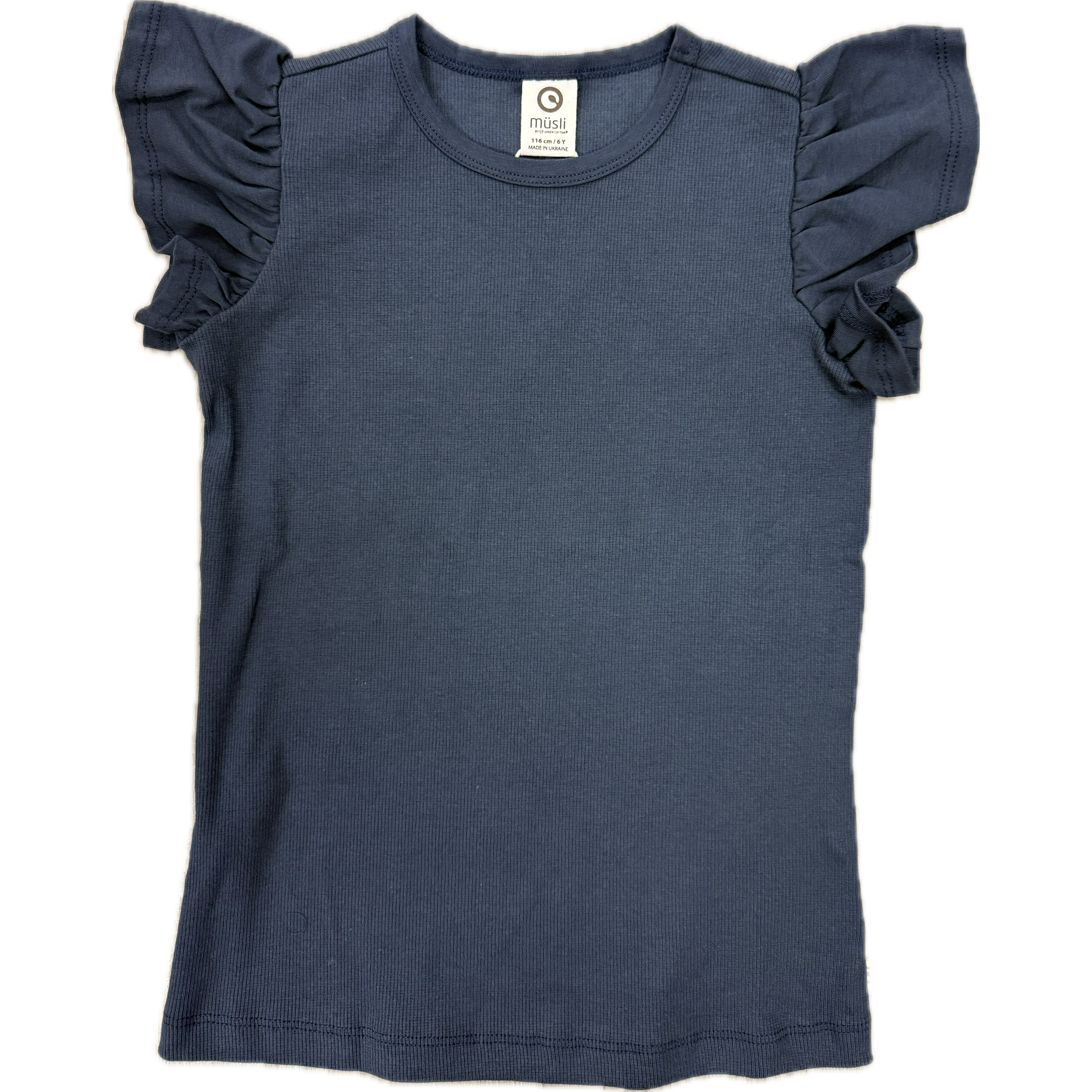 Müsli Cozy Me Ribbed Short Sleeve Shirt-Night Blue-Müsli Green Cotton Group-Little Giant Kidz