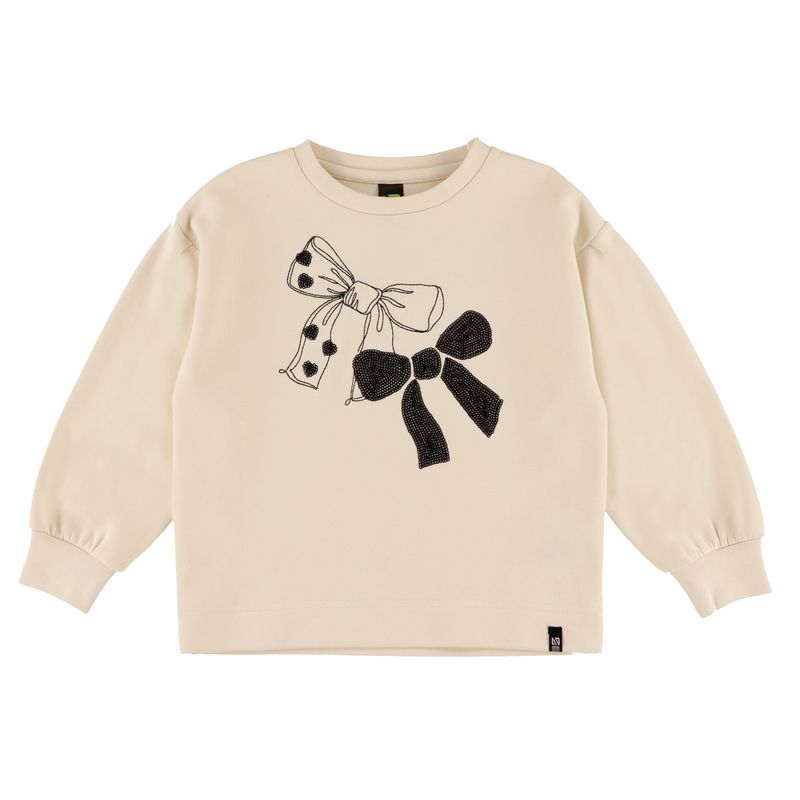 NANÖ Black and Ivory Bow Sweatshirt-NORUK-Little Giant Kidz