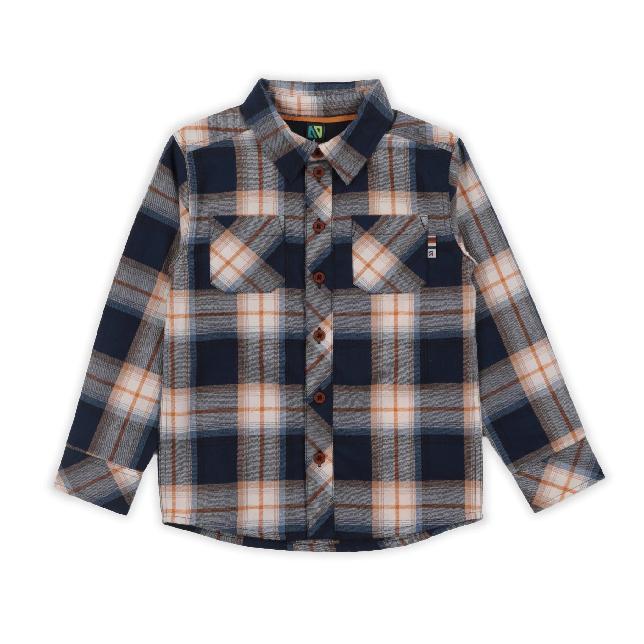 NANÖ Ivory & Navy Plaid Shirt-NORUK-Little Giant Kidz