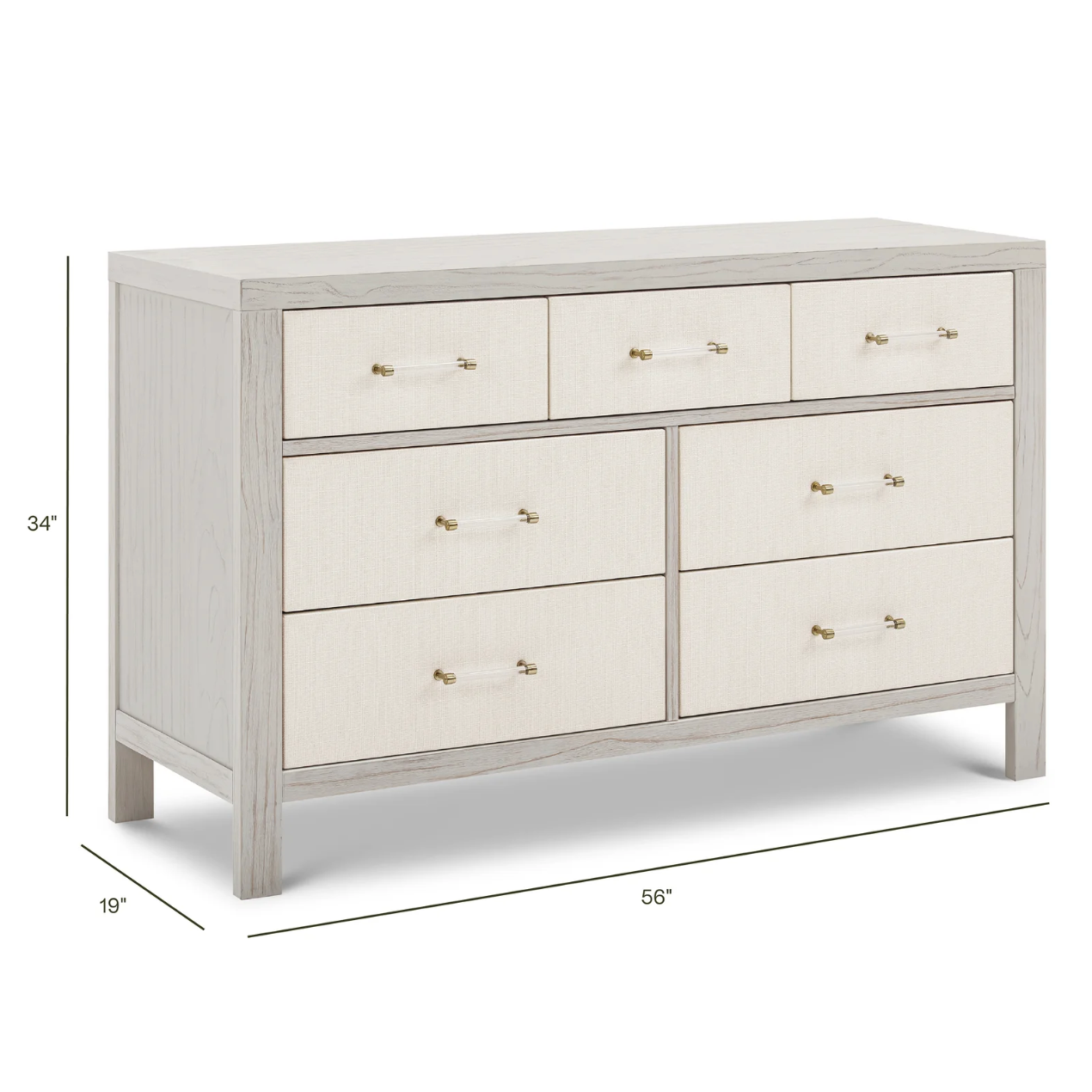 Namesake Eloise 7-Drawer Assembled Dresser - White Driftwood and Performance Pearl Eco-Weave-NAMESAKE-Little Giant Kidz