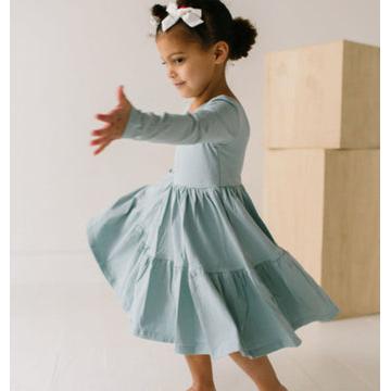Ollie Jay Gwendolyn Dress - Solid Dusty Blue-Ollie Jay-Little Giant Kidz