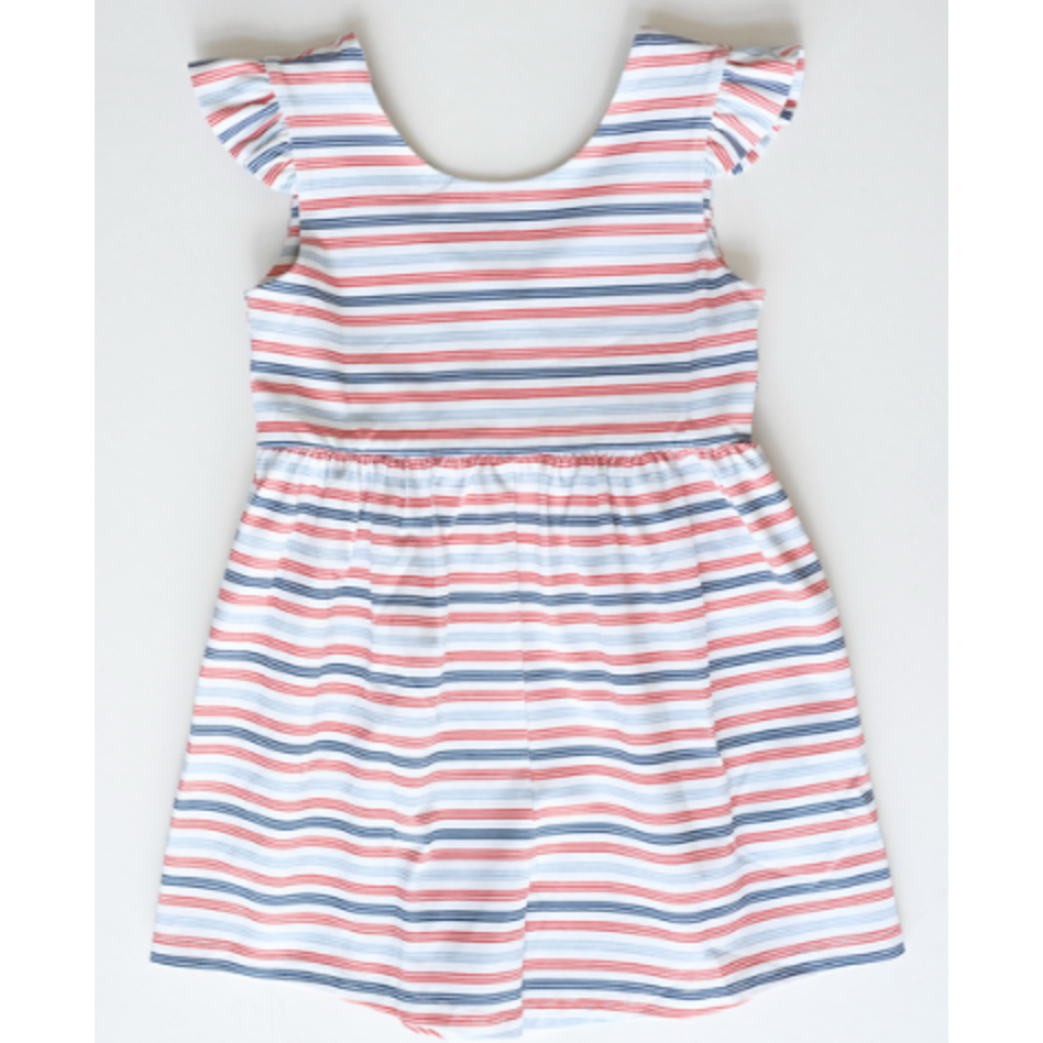 Ollie Jay Macie Romper- Patriotic Stripe-Ollie Jay-Little Giant Kidz
