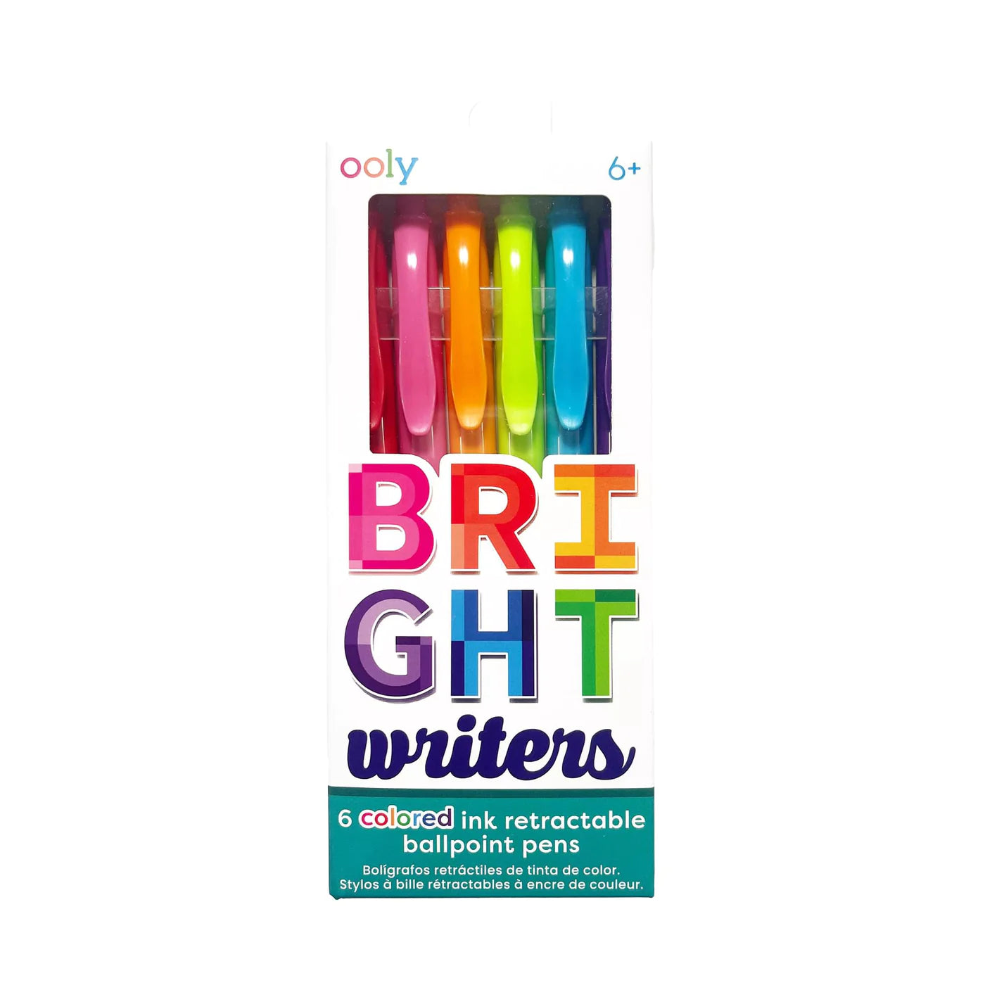 Ooly Bright Writers Colored Ink Retractable Ballpoint Pens - Set of 6-OOLY-Little Giant Kidz