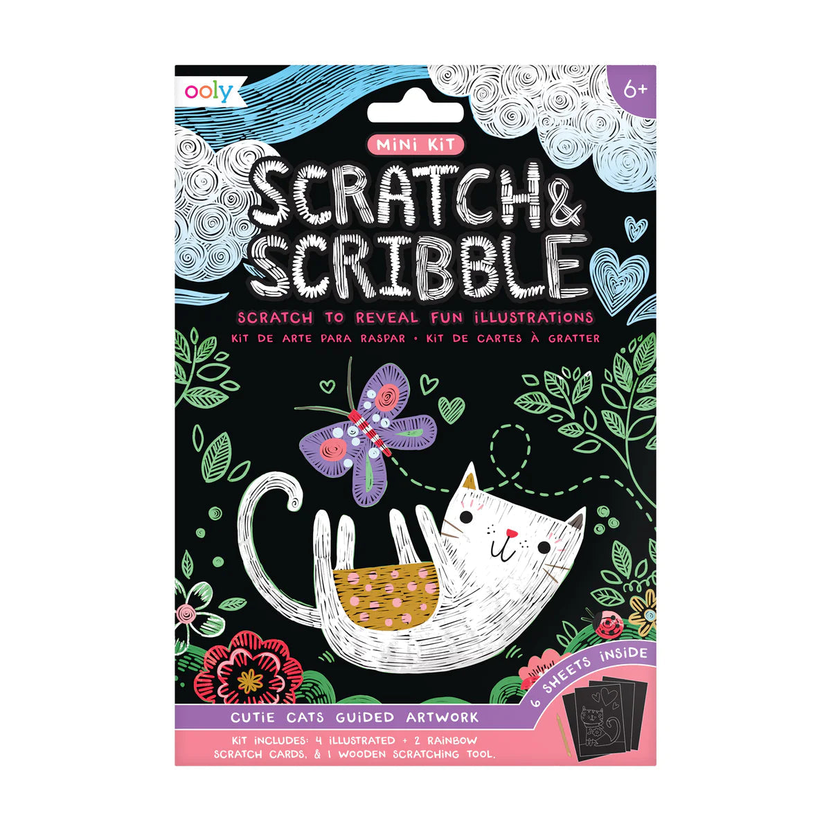 Ooly Cutie Cats Scratch and Scribble Mini Scratch Art Kit-OOLY-Little Giant Kidz