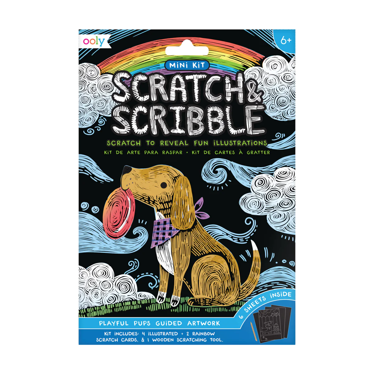 Ooly Playful Pups Scratch and Scribble Mini Scratch Art Kit-OOLY-Little Giant Kidz