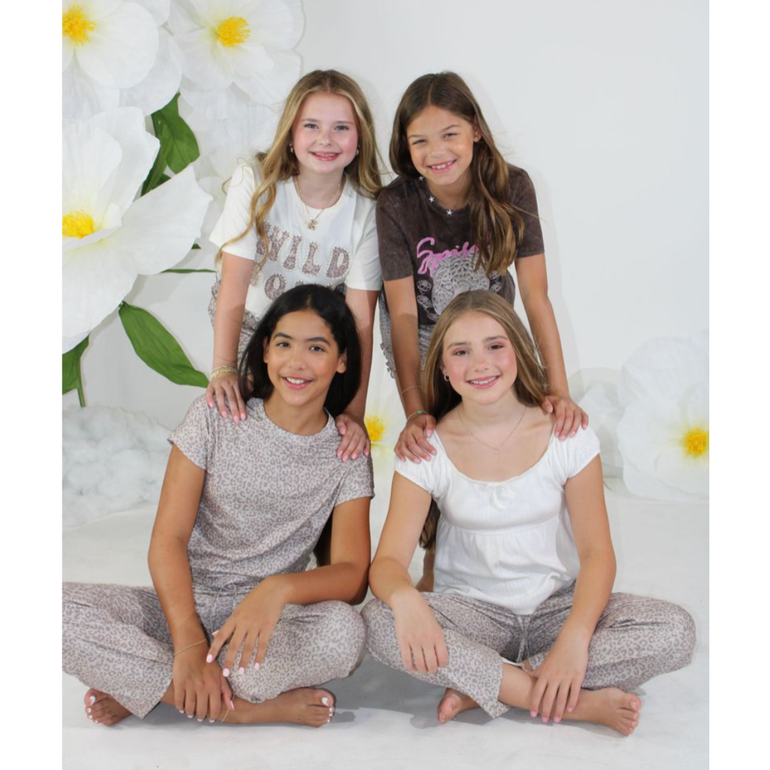 Paper Flower Distressed Animal Print Top w/ Crossed Back-Paper Flower-Little Giant Kidz