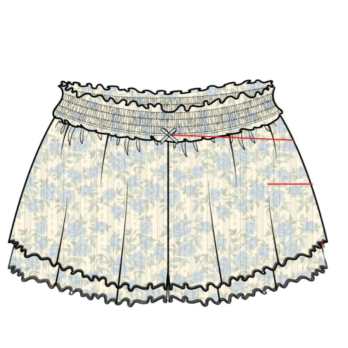 Paper Flower Floral Smocked Waistband Skort-Paper Flower-Little Giant Kidz