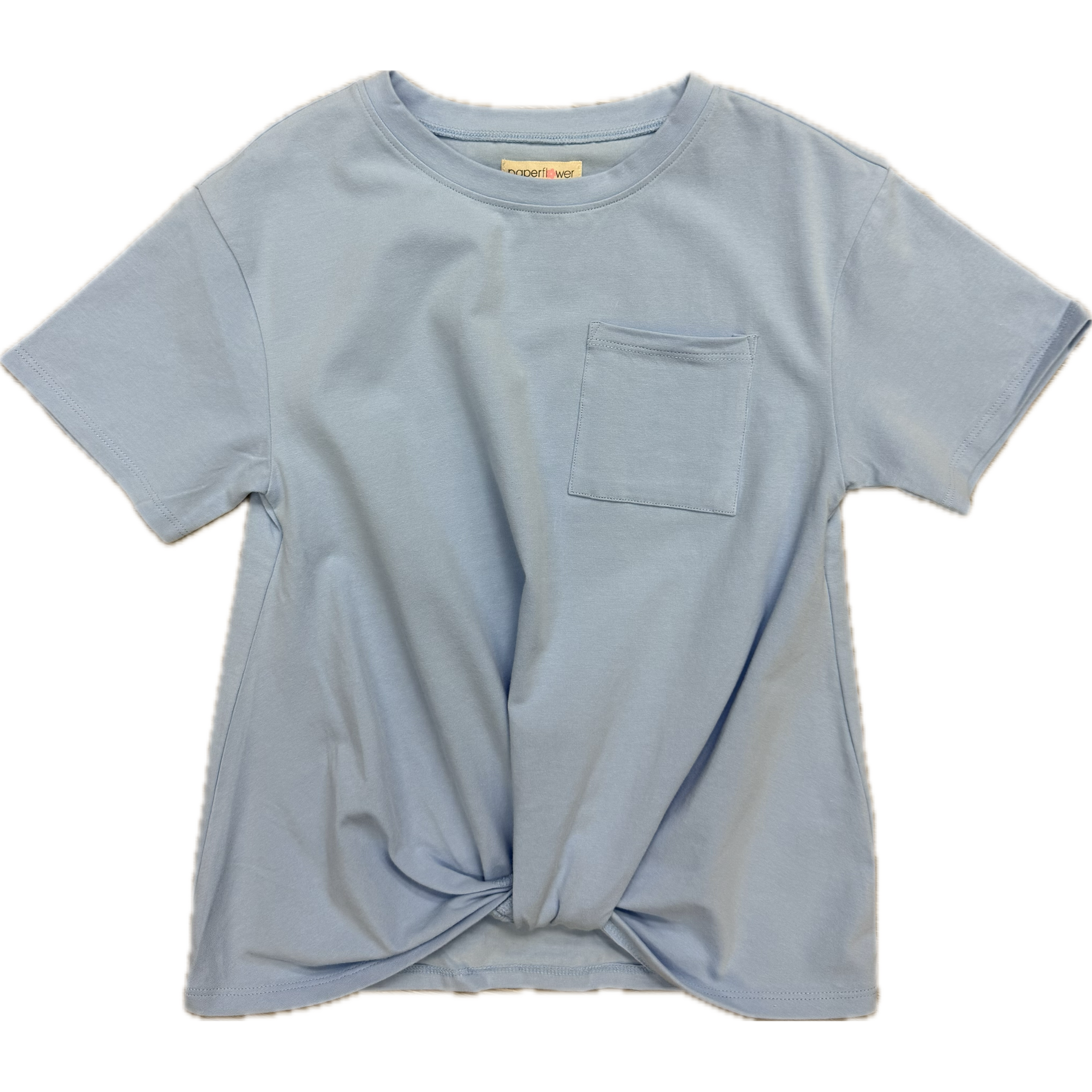 Paper Flower Knot and Front Pocket Shirt- Dutch Canal Blue-Paper Flower-Little Giant Kidz