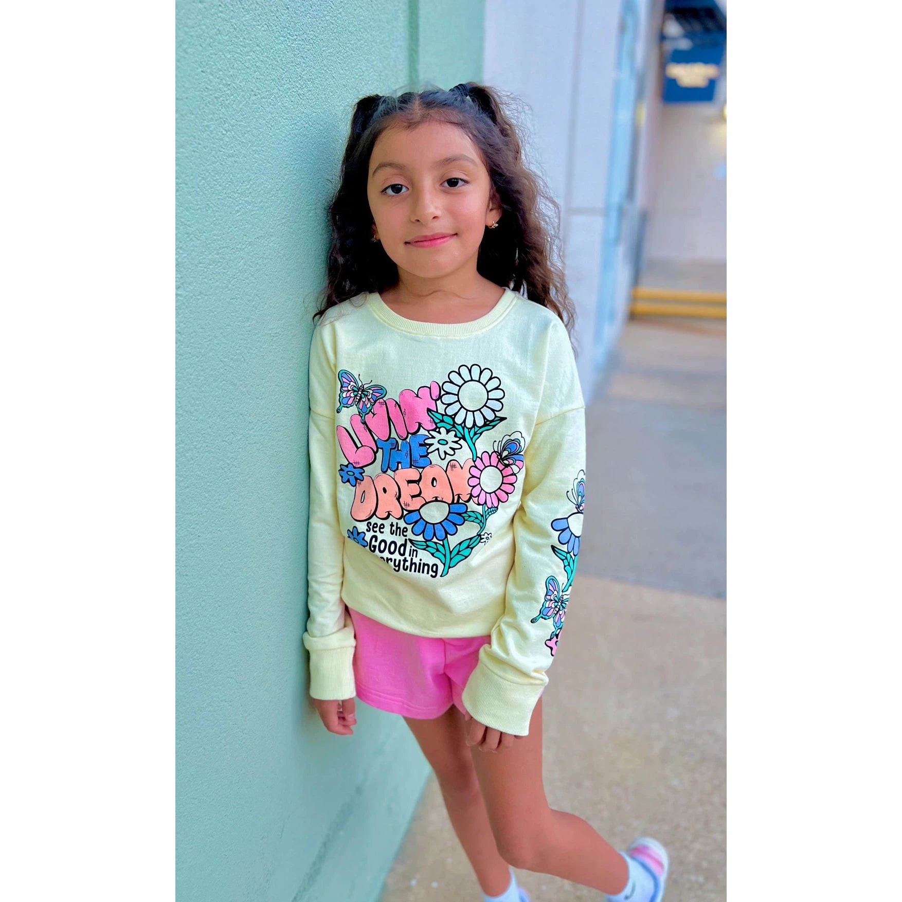 Paper Flower Living the Dream Graphic Sweatshirt - Pear Sorbet-Paper Flower-Little Giant Kidz