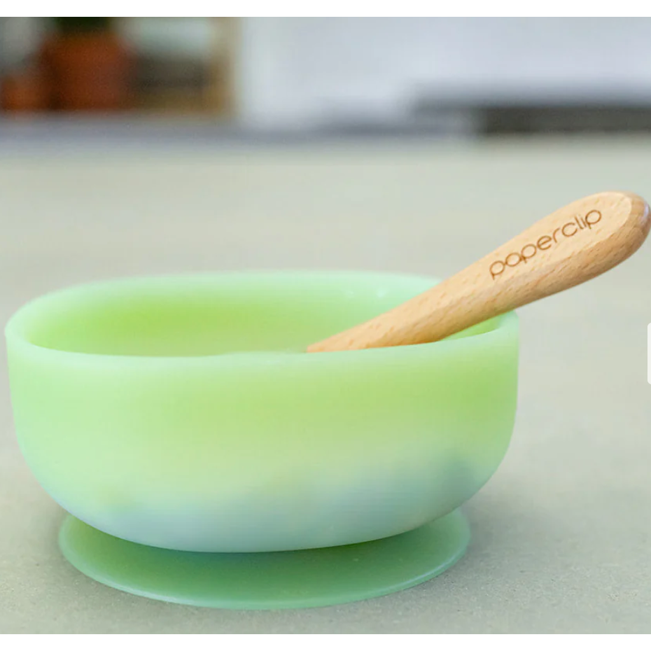 Paperclip - Color Changing Suction Bowl - Aurora Green & Cloud Blue-Paperclip-Little Giant Kidz