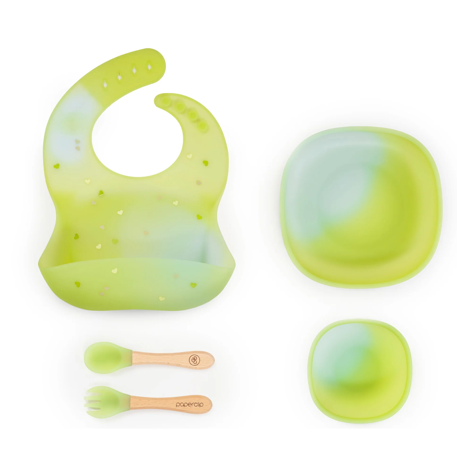 Paperclip - The Foodie Kit: Color Changing Feeding Set - Aurora Green & Cloud Blue-Paperclip-Little Giant Kidz