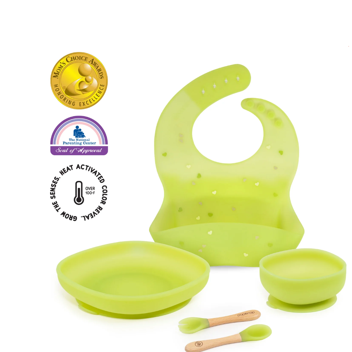 Paperclip - The Foodie Kit: Color Changing Feeding Set - Aurora Green & Cloud Blue-Paperclip-Little Giant Kidz