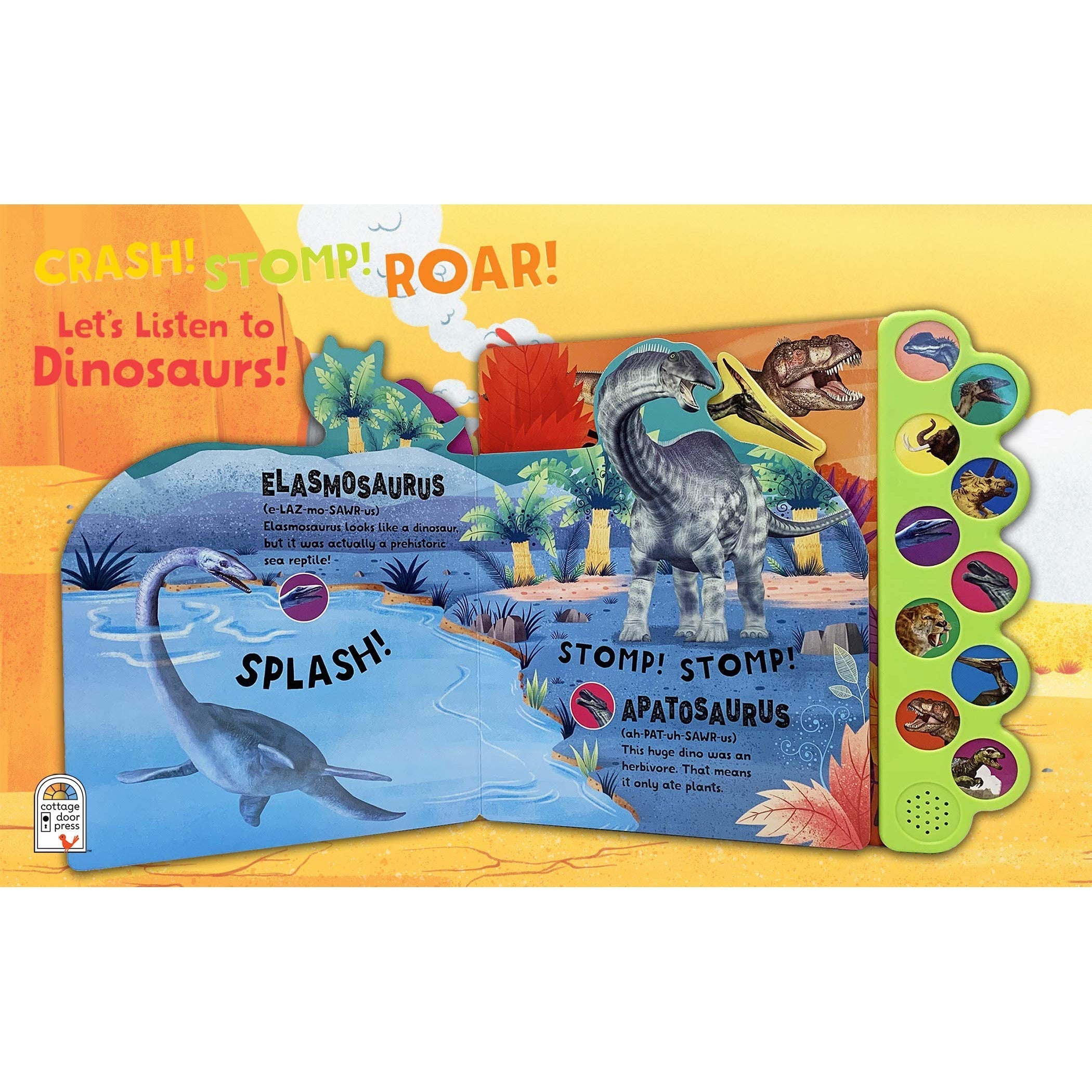Parragon Books: Crash! Stomp! Roar! Let's Listen To Dinosaurs! - 10 Button Sound Book-COTTAGE DOOR PRESS-Little Giant Kidz