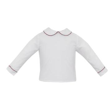 Petit Bebe Charles - White Boy'S Shirt W/ Red Pipping Long Sleeve-PETIT BEBE-Little Giant Kidz