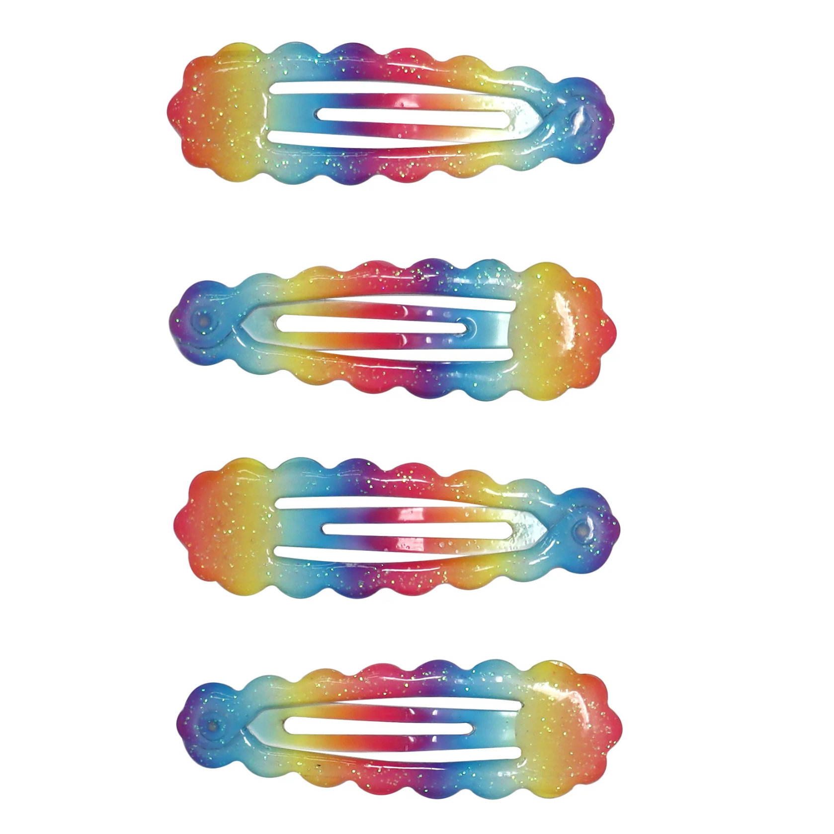Pink Poppy Rainbow Glitter Snap Hair Clips