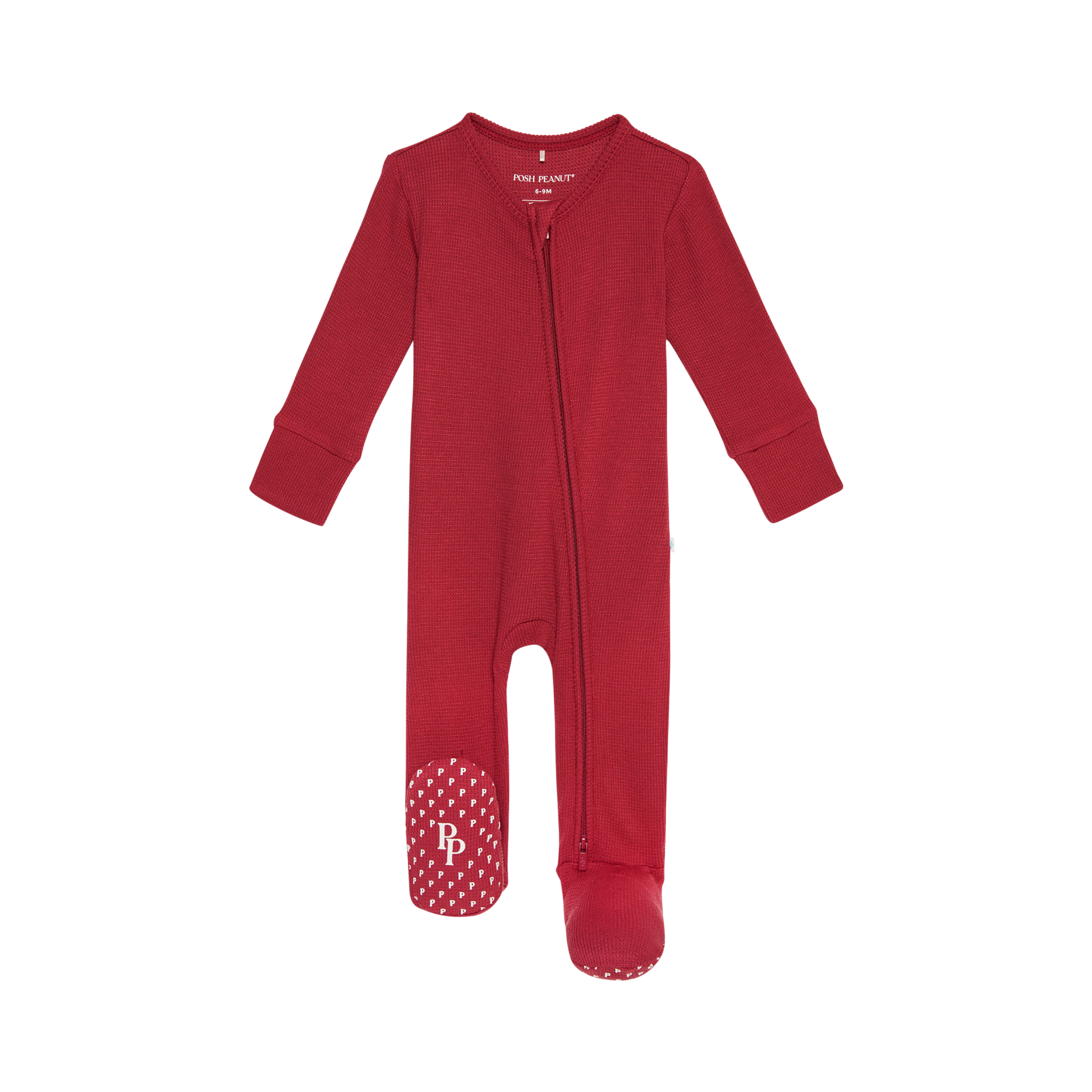 Posh Peanut Crimson Waffle Footie Zippered One Piece-POSH PEANUT-Little Giant Kidz