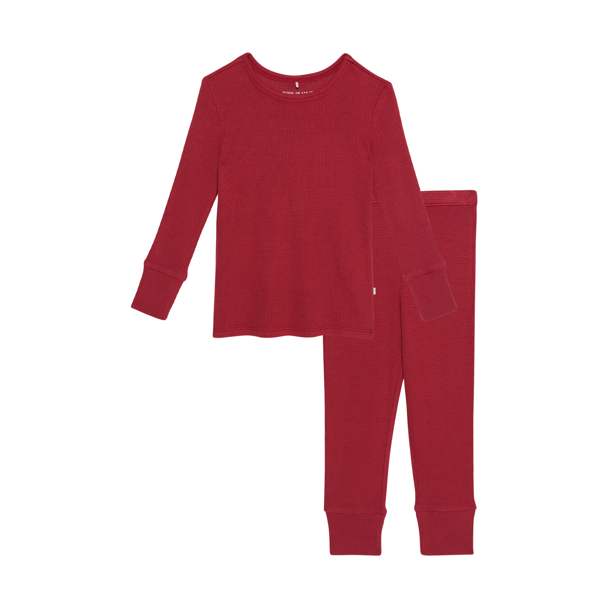 Posh Peanut Crimson Waffle Long Sleeve Classic Pajama Set-POSH PEANUT-Little Giant Kidz