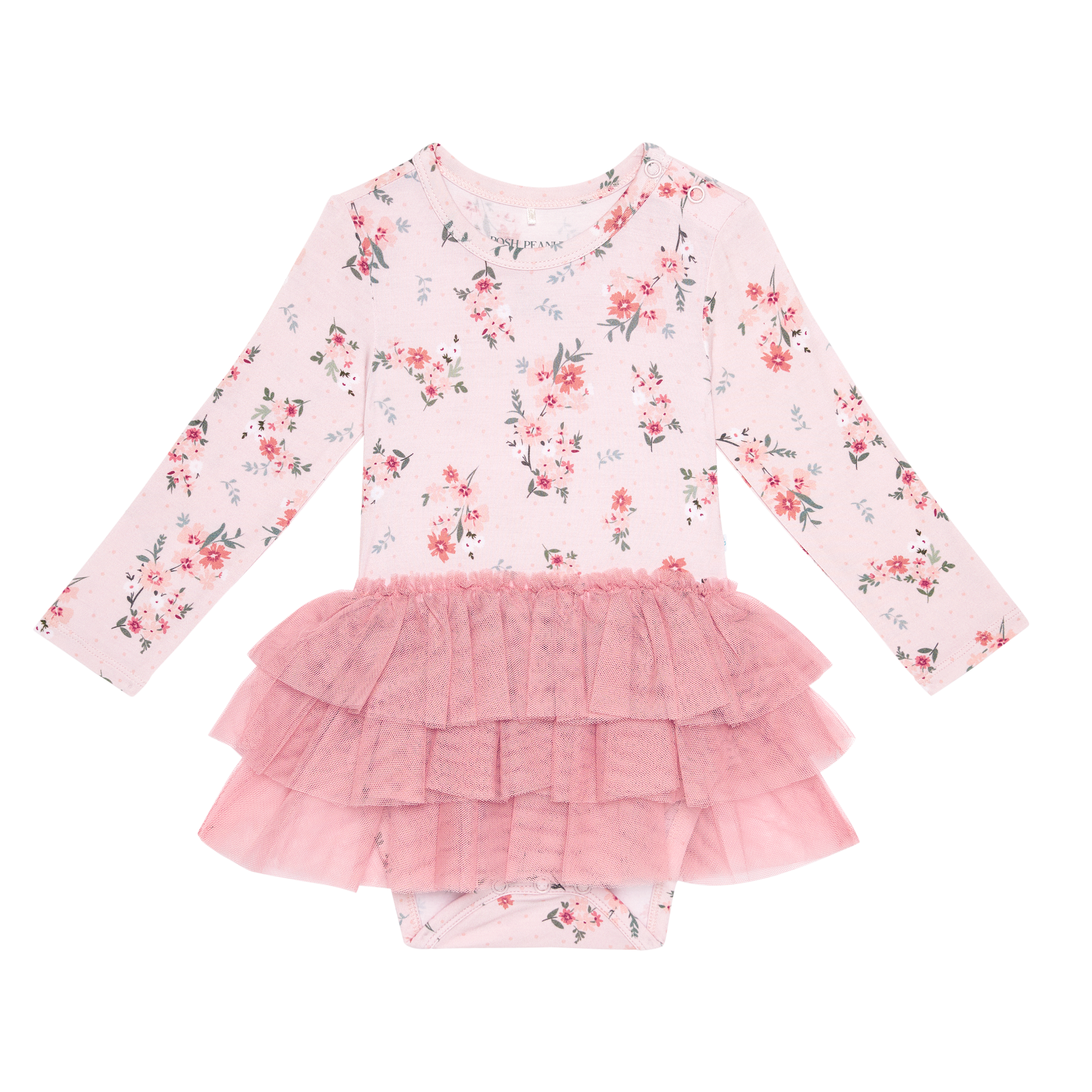 Posh Peanut London Long Sleeve Tulle Skirt Bodysuit-POSH PEANUT-Little Giant Kidz