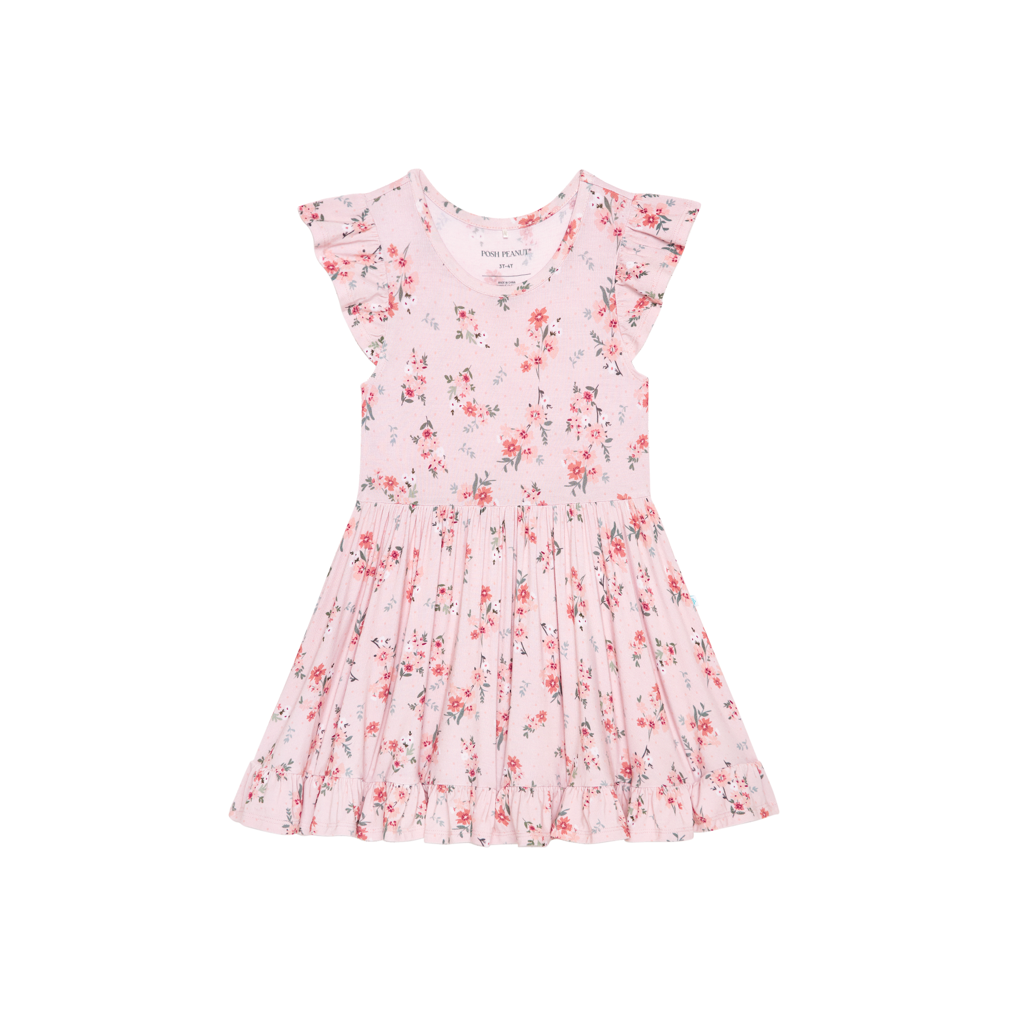 Posh Peanut London Short Sleeve Ruffled Twirl Dress-POSH PEANUT-Little Giant Kidz