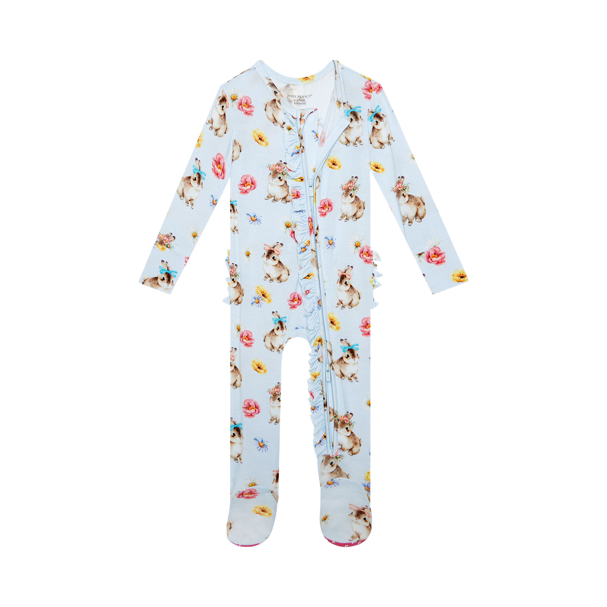 Posh Peanut Tinsley Jane Footie Ruffled Zippered One Piece-POSH PEANUT-Little Giant Kidz