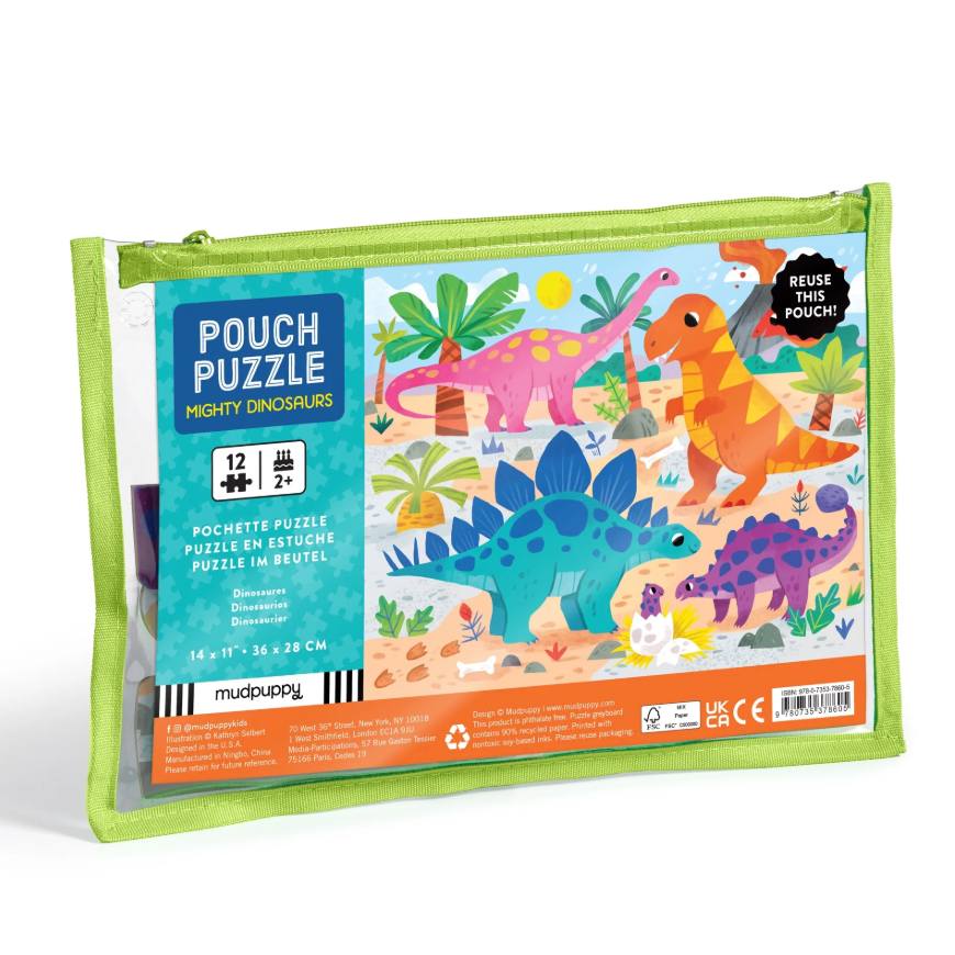 Pouch Puzzle - Mighty Dinosaurs-MUDPUPPY-Little Giant Kidz