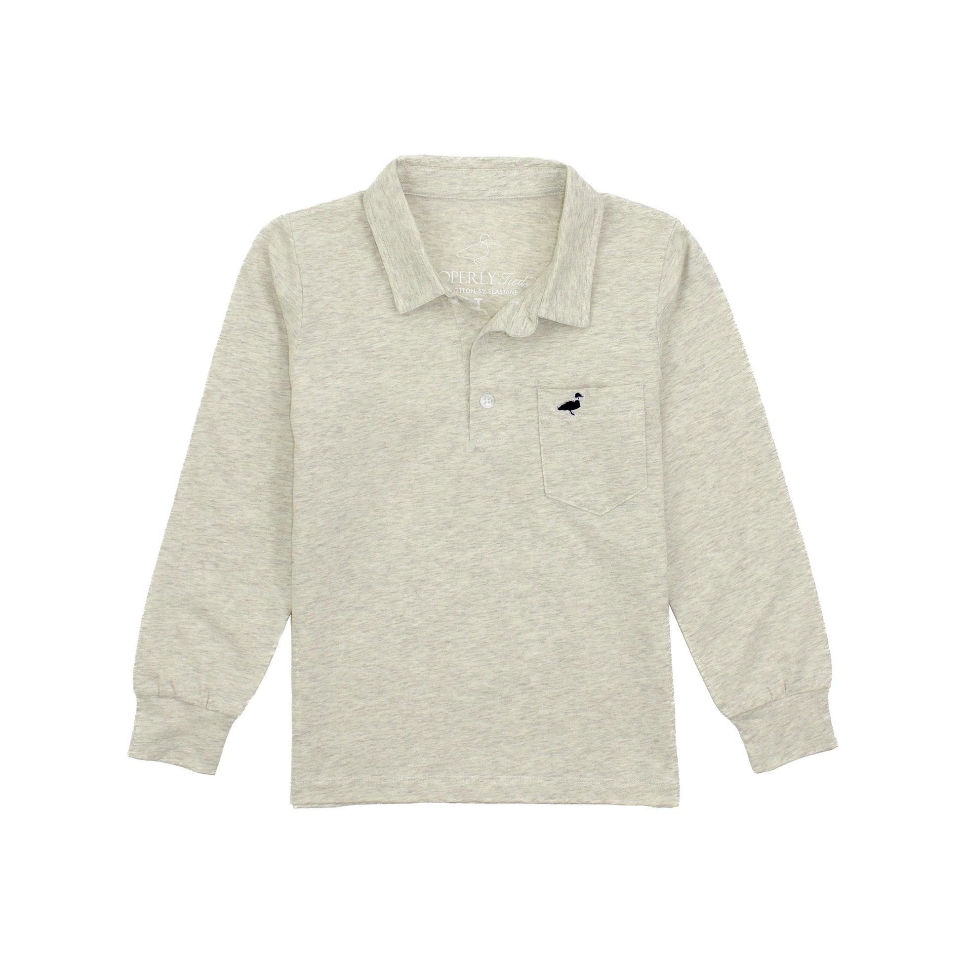 Properly Tied Boys Harrison Pocket Polo Long Sleeve- Oatmeal-Properly Tied-Little Giant Kidz