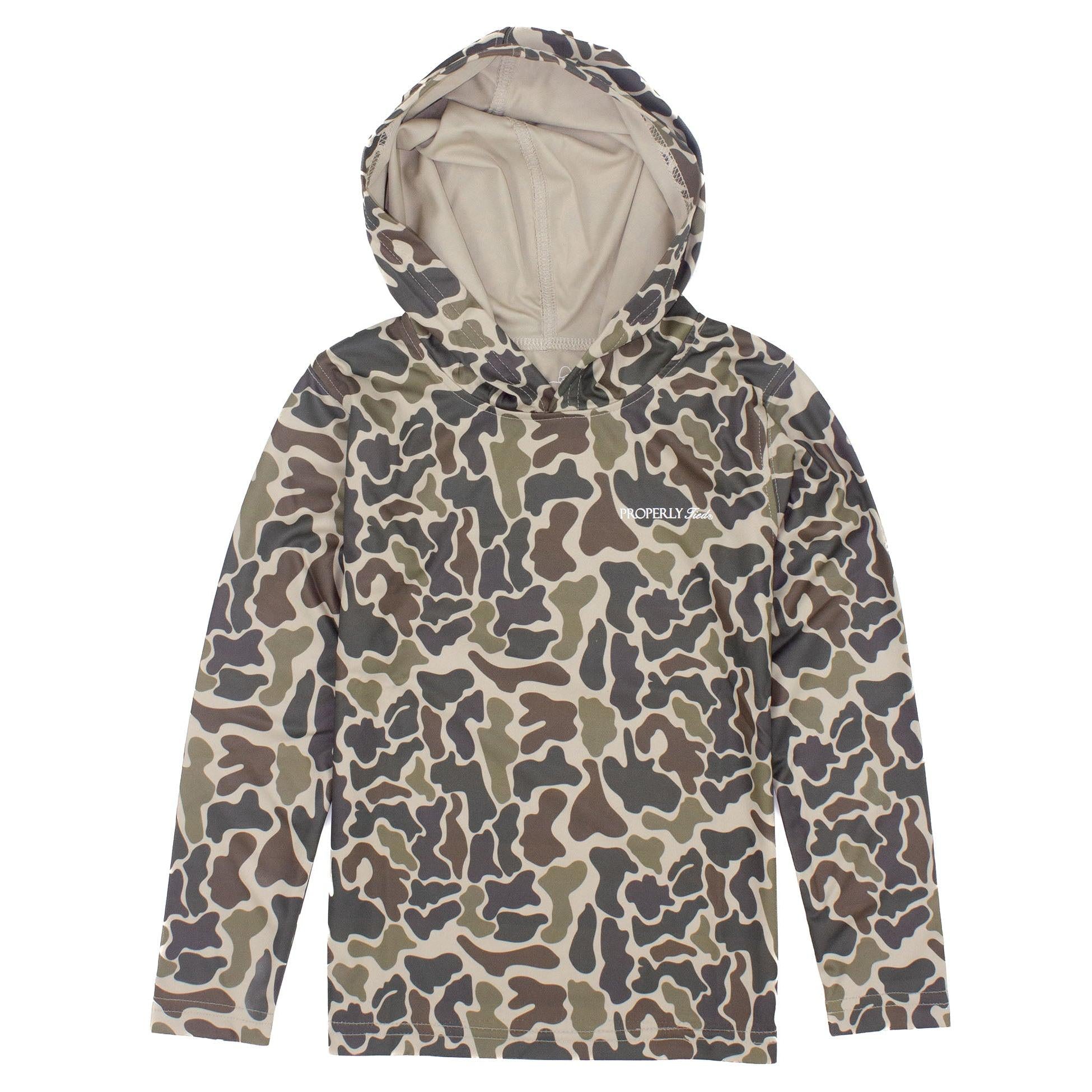 Properly Tied Tee, Field Camo Logo on Walnut