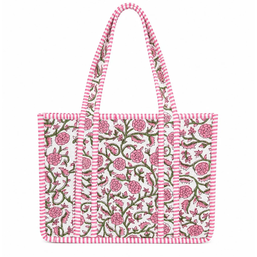 Queens Design MINI QUILTED TOTE BAGS - White and Pink-Queens Design-Little Giant Kidz