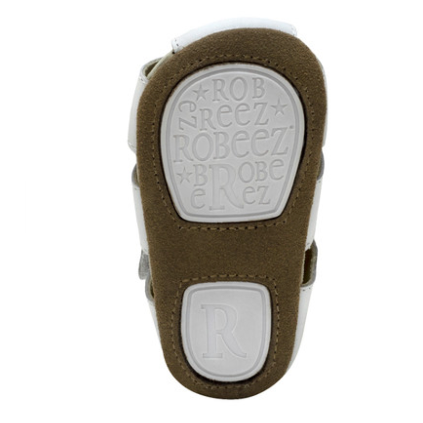 Robeez Lacey First Kick Sandal - White-ROBEEZ-Little Giant Kidz