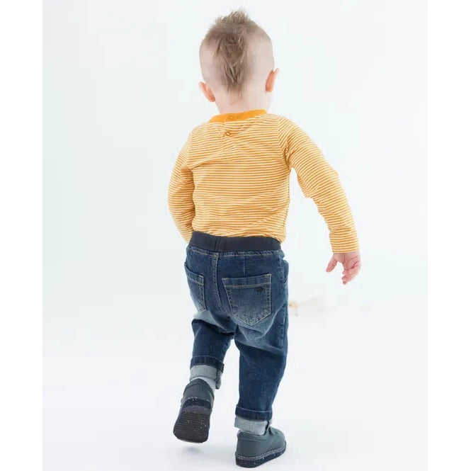 RuggedButts Tiny Honey Stripe Knit Long Sleeve Bodysuit-RUGGEDBUTTS-Little Giant Kidz