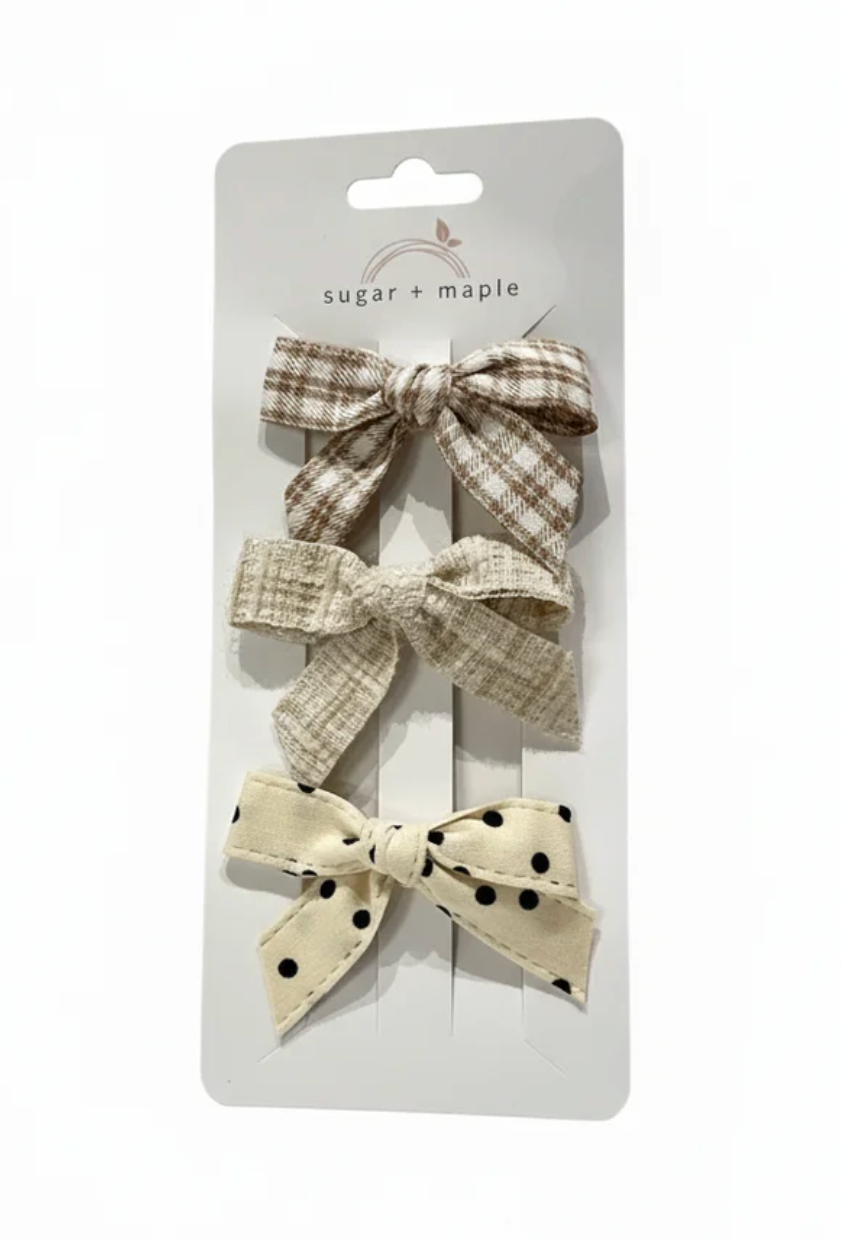 Sugar + Maple Ribbon Tie Bows - Creme