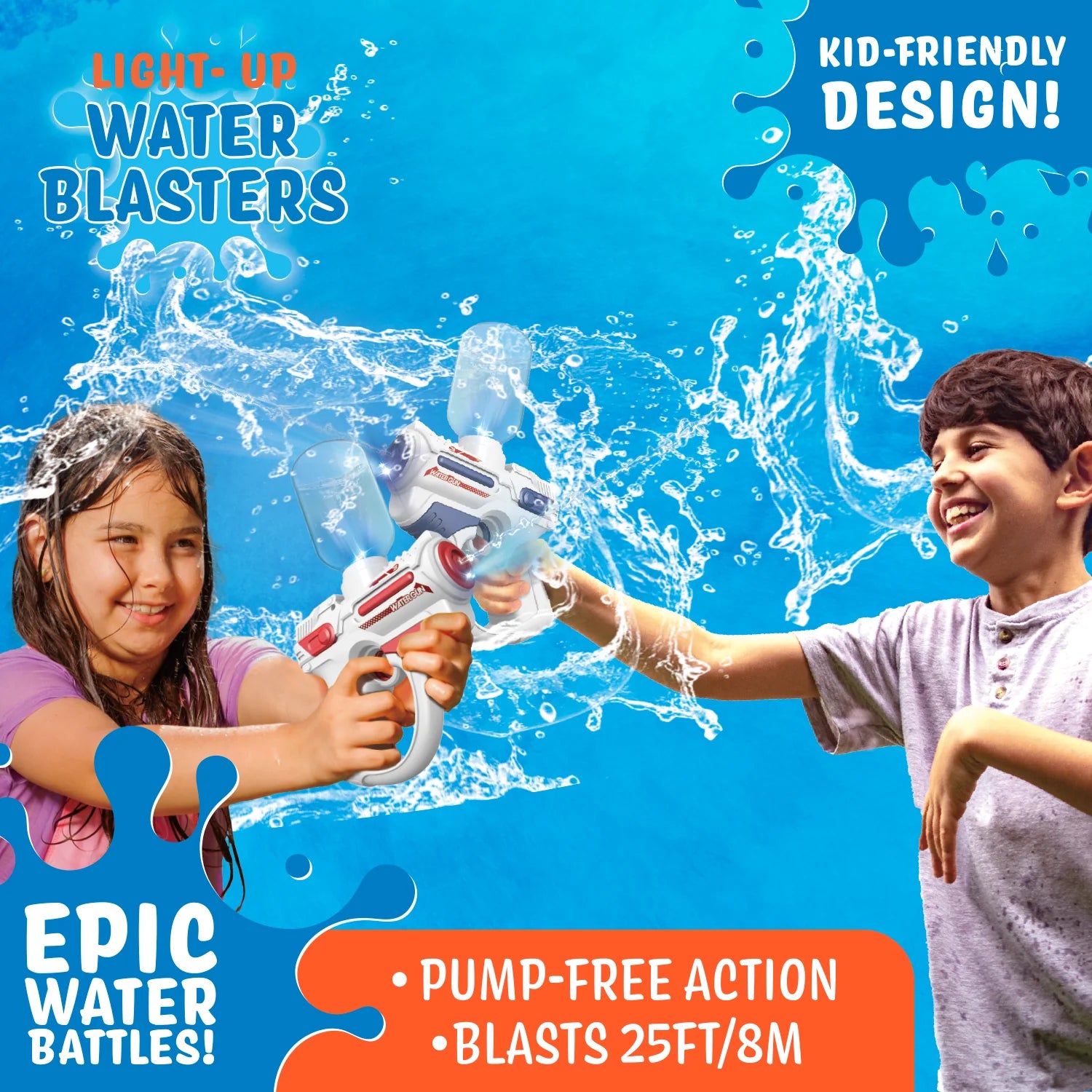 South Beach Bubbles Light-Up Electric Water Blaster Two-Pack-SOUTH BEACH BUBBLES-Little Giant Kidz