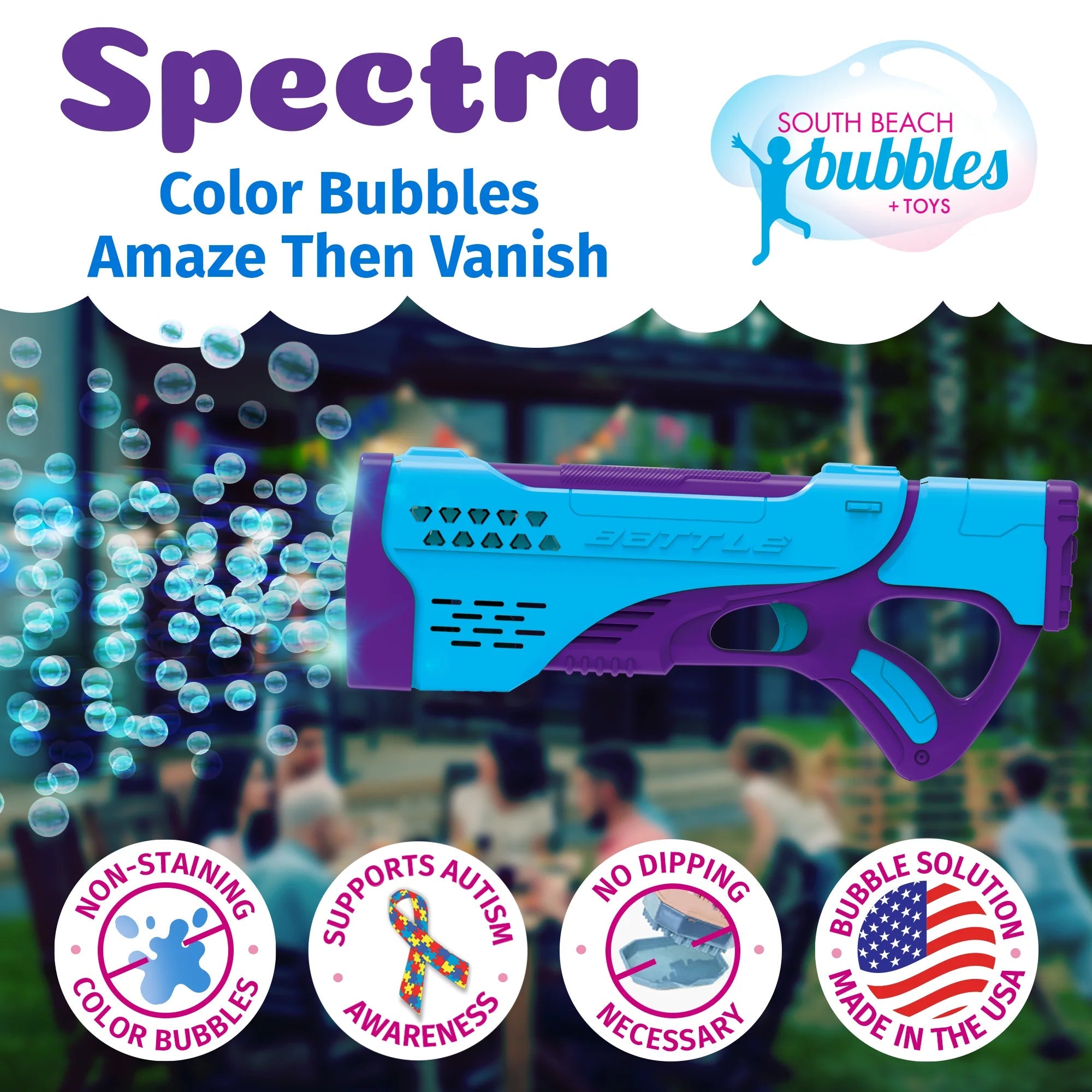 South Beach Bubbles PoppinColorz Spectra: Rechargeable Color Bubble Bl
