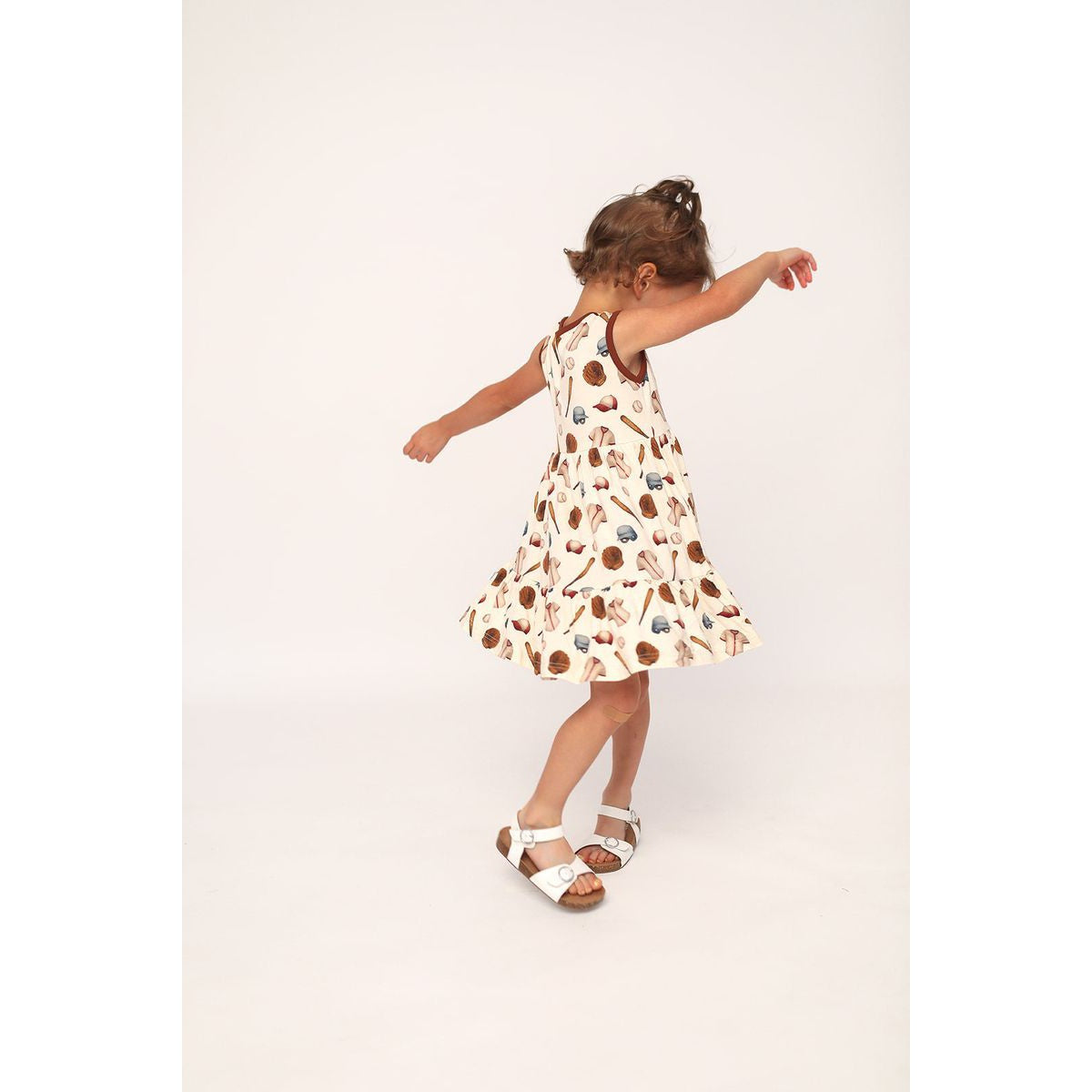 Southern Slumber Baseball Bamboo Tiered Twirl Dress- with Pockets-Southern Slumber-Little Giant Kidz