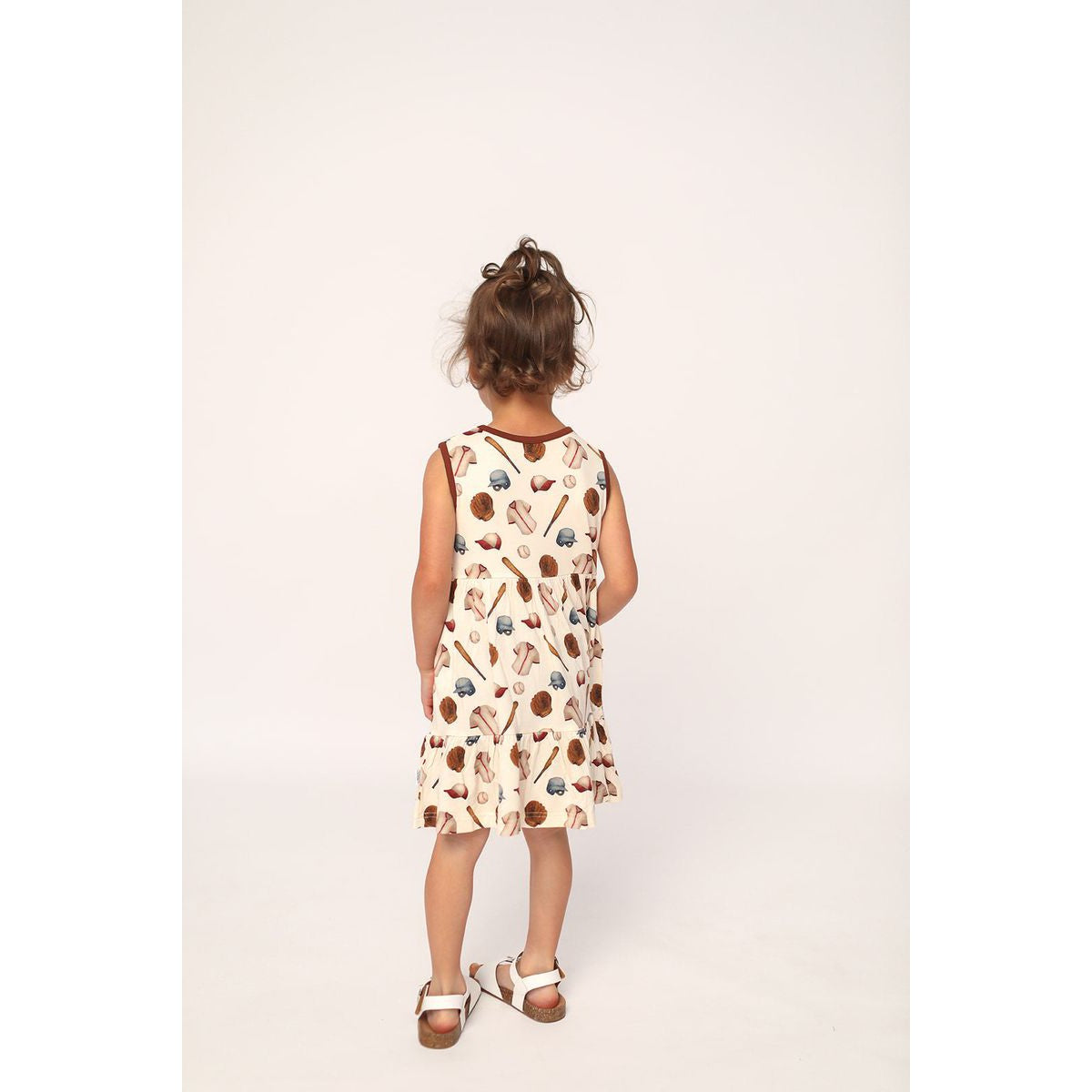 Southern Slumber Baseball Bamboo Tiered Twirl Dress- with Pockets-Southern Slumber-Little Giant Kidz