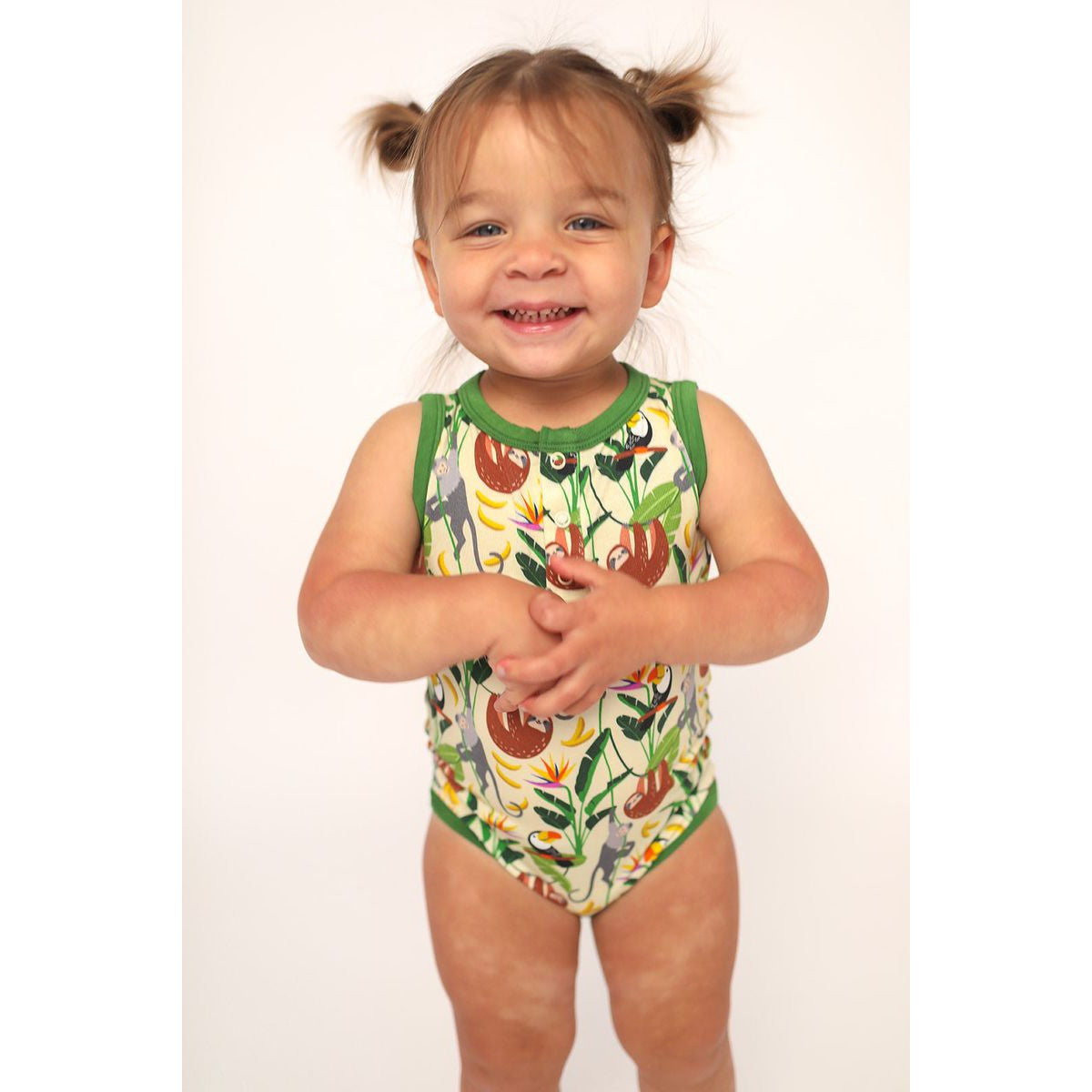 Southern Slumber Jungle Bamboo Henley Onesie with Snaps-Southern Slumber-Little Giant Kidz