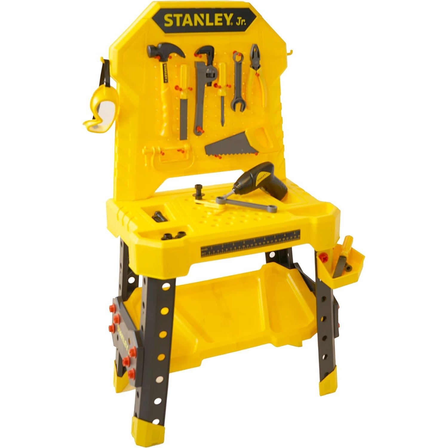 Stanley Jr. Pretend Play Workbench & Power Drill Toolset-Red Toolbox-Little Giant Kidz