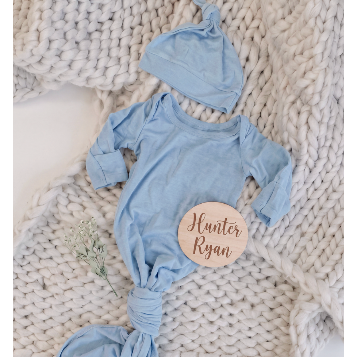 Sugar & Maple Gown/Hat- Baby Blue-SUGAR AND MAPLE-Little Giant Kidz