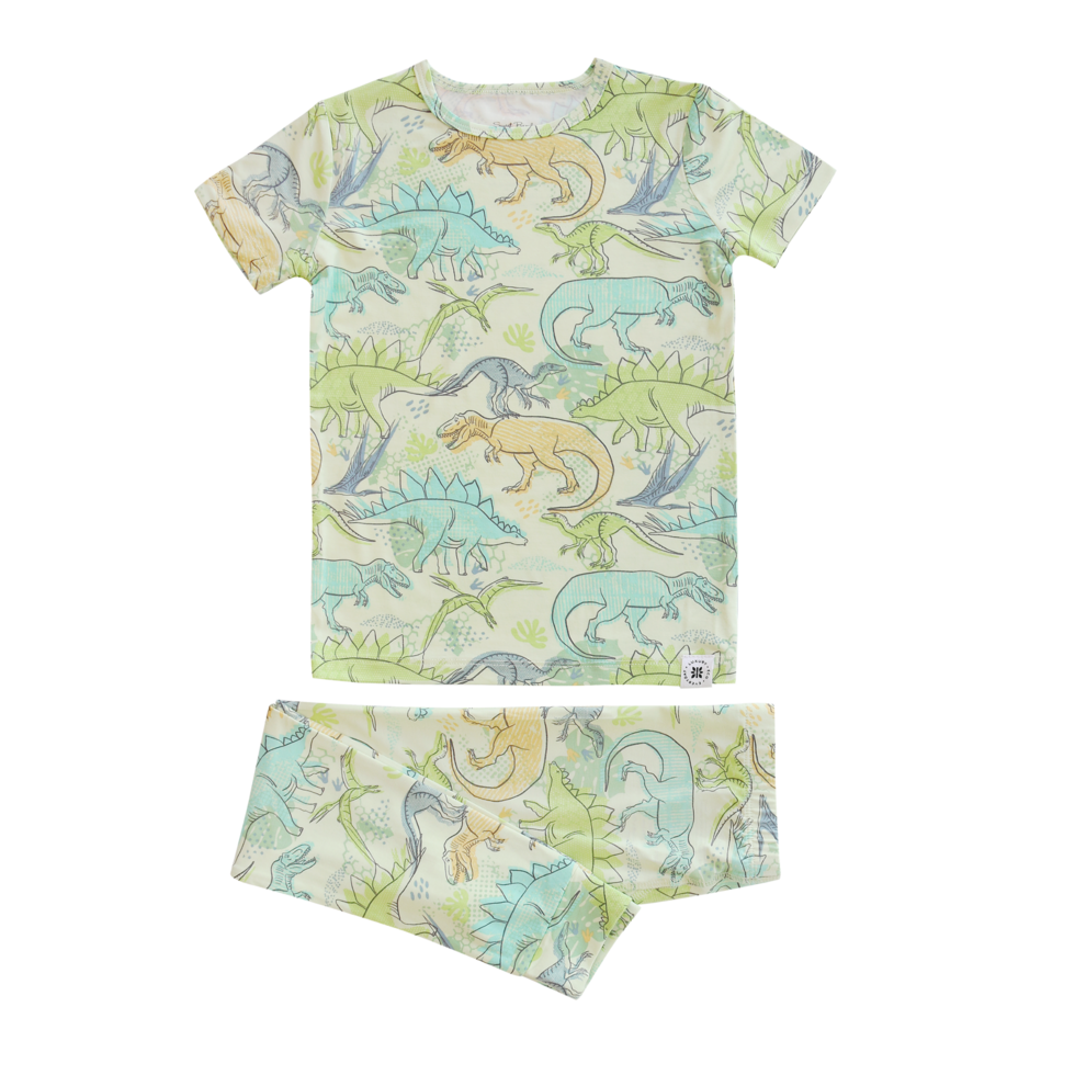 Sweet Bamboo Big Kid Pajama S/S - Neon Dino-SWEET BAMBOO-Little Giant Kidz