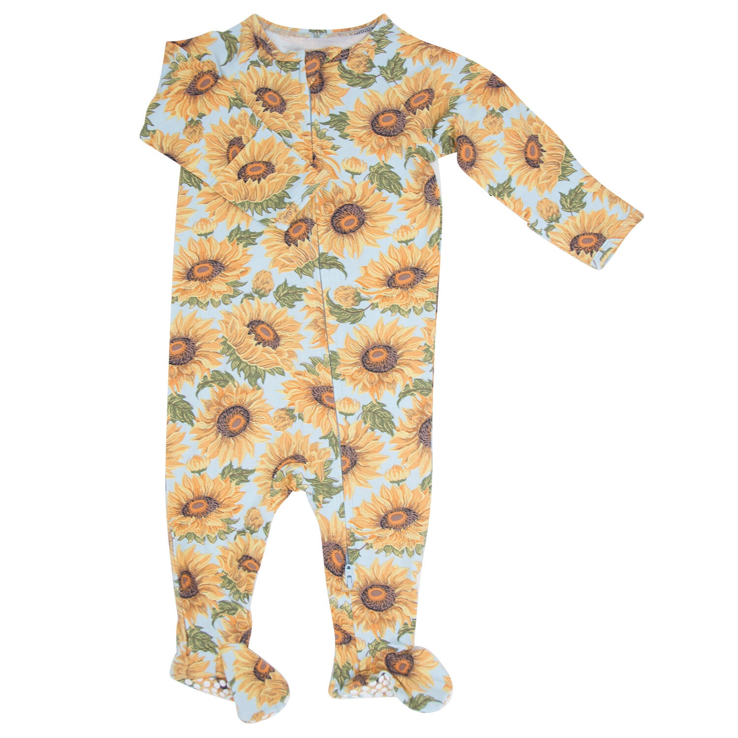 Sweet Bamboo Zipper Footie- Sammy's Sunflower-SWEET BAMBOO-Little Giant Kidz