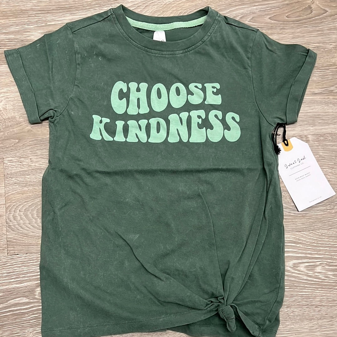 Sweet Soul Choose Kindness Acid Wash Side Tie Roll Cuff Tonal Green Graphic Tee-Sweet Soul-Little Giant Kidz