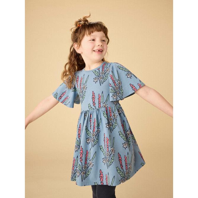 Tea Butterfly Sleeve Dress- Block Print Floral-TEA-Little Giant Kidz