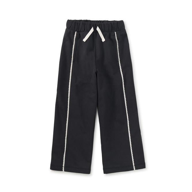 Tea Lace Trim Track Pants- Black
