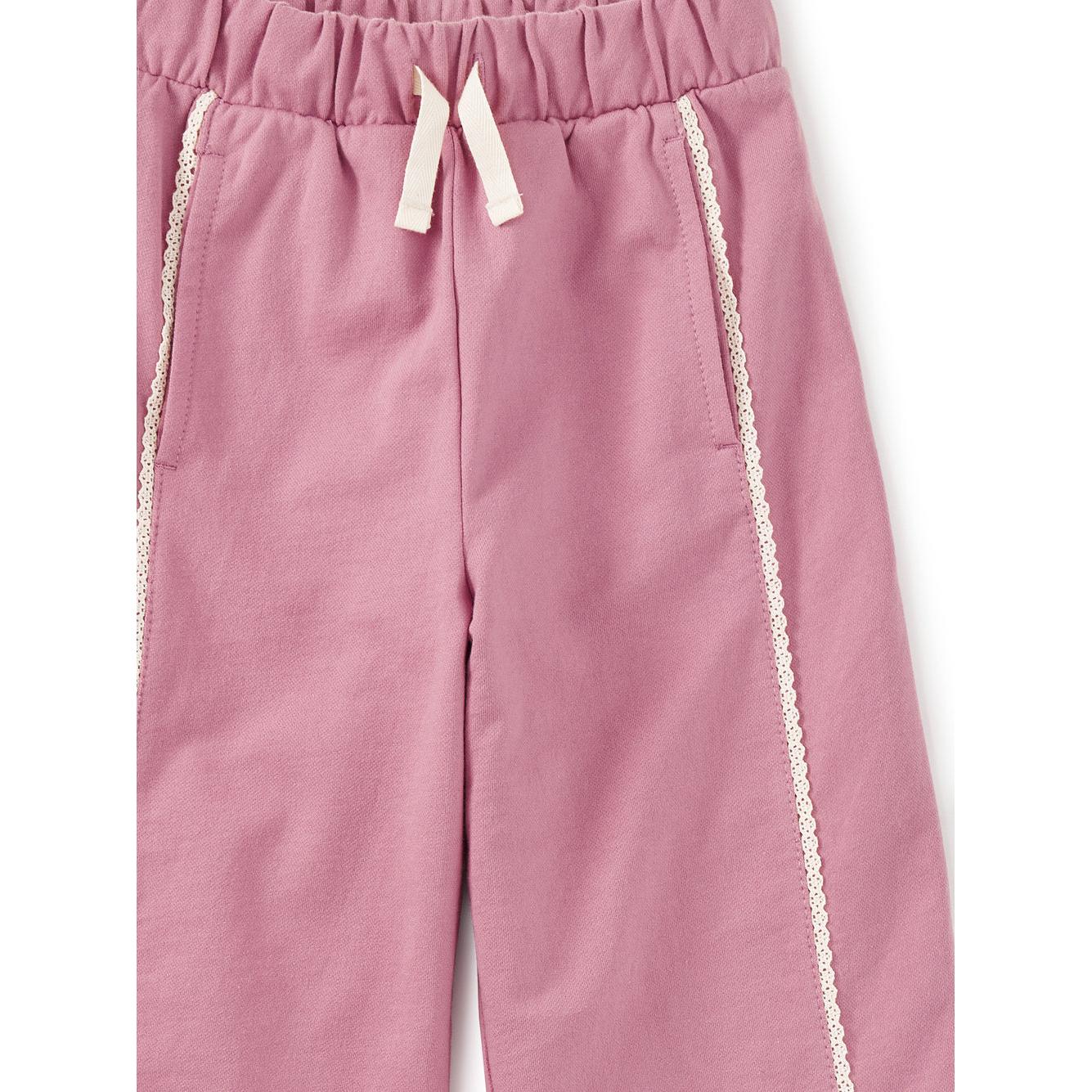 Tea Lace Trim Track Pants- Pink-TEA-Little Giant Kidz