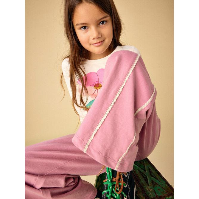 Tea Lace Trim Track Pants- Pink-TEA-Little Giant Kidz