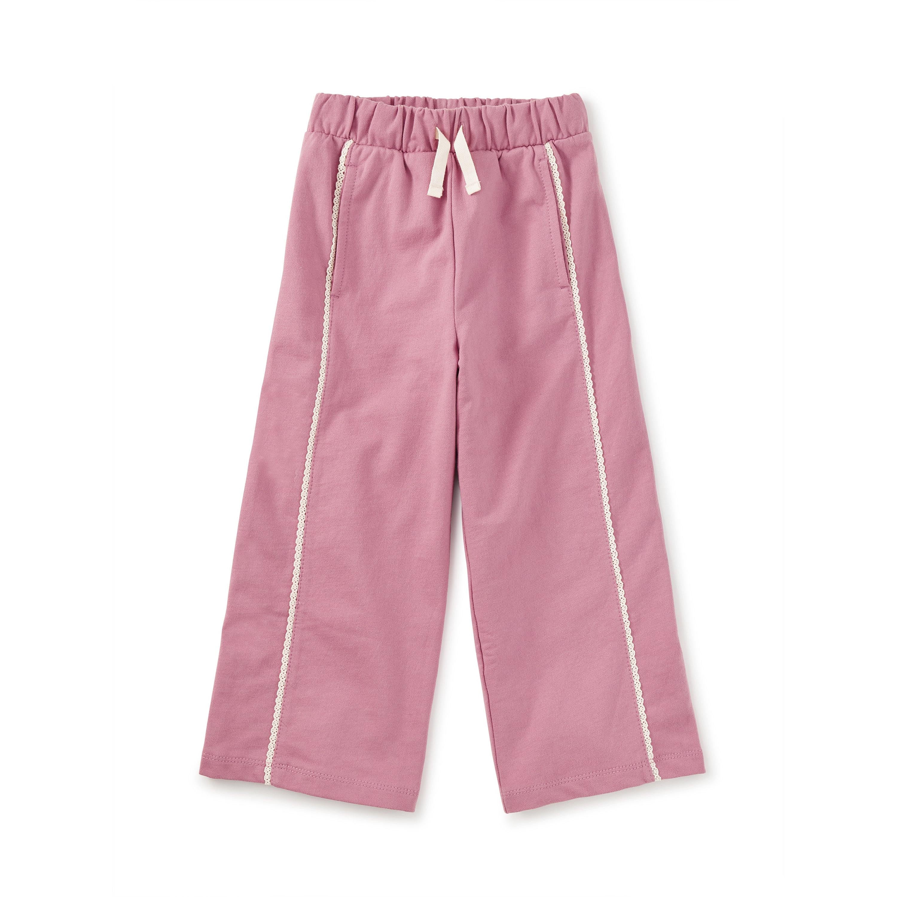 Tea Lace Trim Track Pants- Pink-TEA-Little Giant Kidz