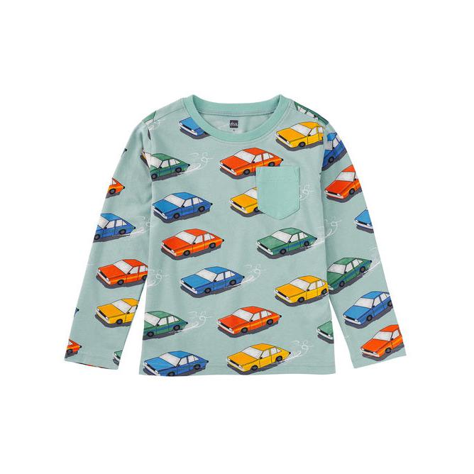 Tea Long Sleeve Printed Pocket Tee- Vintage Cars-TEA-Little Giant Kidz